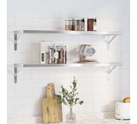 vidaXL Estantes de pared Estante flotante sin soportes Acero inoxidable plateado 100x23,5 cm 2 uds