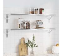 vidaXL Estantes de pared 2 uds acero inoxidable plateado 100x23,5 cm