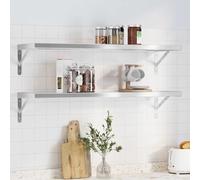 vidaXL Estantes de pared 2 uds acero inoxidable plateado 100x30 cm