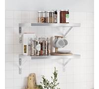 vidaXL Estantes de pared 2 uds acero inoxidable plateado 50x30 cm
