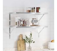 vidaXL Estantes de pared 2 uds acero inoxidable plateado 75x40 cm