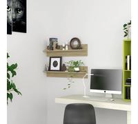 vidaXL 2X Estantes de Pared Repisa Flotante Balda Salón Sala de Estar Estudio Exhibición Colgante Decoración Contrachapada Roble Sonoma 80x11,5x18 cm