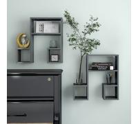 vidaXL Estantes de pared 2 uds contrachapado gris brillante 50x15x50cm