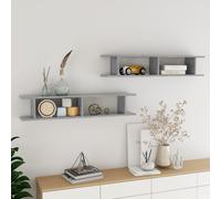 vidaXL Estantería de pared colgante 2 uds - Contrachapado gris hormigón 105x18x20 cm