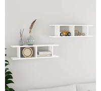 vidaXL Estantes de pared 2 uds Madera contrachapada Blanco 75x18x20 cm