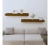vidaXL Estantes de pared 2 uds madera de pino marrón miel 80x12x9 cm