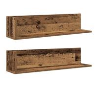 vidaXL Estantes de pared 2 uds madera envejecida 75x16,5x16,5 cm
