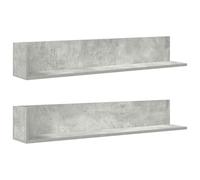 vidaXL Estantes de Pared 2 uds Madera Gris hormigón 100x16,5x16,5 cm, estantería Flotante, estantería montada en la Pared, estantería de Pared