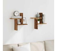 vidaXL Estantes de pared 2 uds madera ingeniería envejecida 38x12x38cm