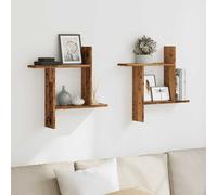 vidaXL Estantes de pared 2 uds madera ingeniería envejecida 50x12x50cm