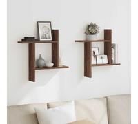 vidaXL Estantes de pared 2 uds madera ingeniería marrón 50x12x50 cm