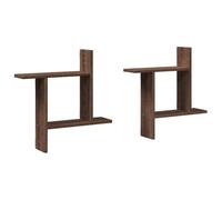 vidaXL Estantes de Pared 2 uds Madera ingeniería marrón 50x12x50 cm, Estante Flotante, Estante Flotante de Pared, Estante de exhibición de Pared