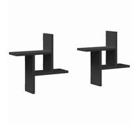 vidaXL Estantes de Pared 2 uds Madera ingeniería Negro 38x12x38 cm