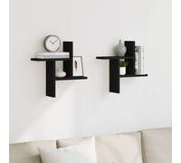 vidaXL Estantes de pared 2 uds madera ingeniería negro 38x12x38 cm
