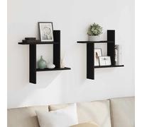 vidaXL Estantes de pared 2 uds madera ingeniería negro 50x12x50 cm