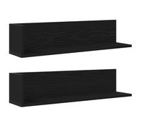 vidaXL Estantes de Pared 2 uds Madera ingeniería Negro 75x16,5x16,5 cm