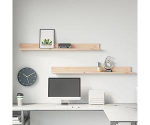 vidaXL Estantes de pared 2 uds madera maciza de pino 110x11x9 cm