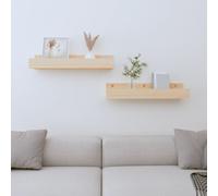 vidaXL Estantes de pared 2 uds madera maciza de pino 50x12x9 cm