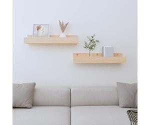 vidaXL Estantes de pared 2 uds madera maciza de pino 50x12x9 cm