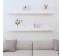 vidaXL Estantes de pared 2 uds madera maciza de pino blanco 110x12x9cm