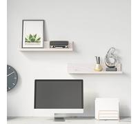 vidaXL Estantes de pared 2 uds madera maciza de pino blanco 50x11x9 cm