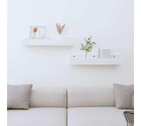 vidaXL Estantes de pared 2 uds madera maciza de pino blanco 50x12x9 cm