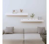 vidaXL Estantes de pared 2 uds madera maciza de pino blanco 80x12x9 cm