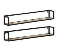 vidaXL Estantes de pared 2 uds madera maciza mango hierro 110x17x17 cm