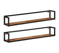 vidaXL Estantes de pared 2 uds madera maciza mango hierro 110x17x17 cm