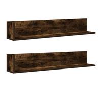 vidaXL Estantes de pared 2 uds madera roble ahumado 100x16,5x16,5 cm