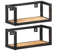 vidaXL Estantes de pared repisa flotante 2 unidades madera de mango rugosa 40 cm