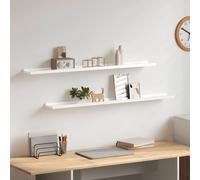vidaXL Estantes de pared Repisa flotante 2 unidades Blanco brillante 100x9x3 cm