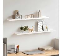 vidaXL Estantes de pared 2 unidades blanco brillo 80x9x3 cm