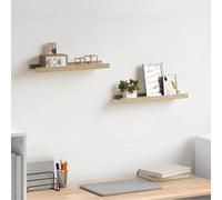 vidaXL 2X Estantes de Pared Repisa Flotante Balda Estantería Salón Sala de Estar Estudio Exhibición Colgante Decoración Blanco y Roble Sonoma 40x9x3cm