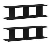vidaXL Estantes de pared 2uds roble negro 75x18x20cm madera ingeniería