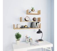 vidaXL Estantes de pared 3 piezas madera contrachapada Roble Sonoma