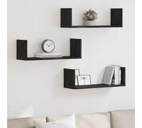 vidaXL Estantes de pared, 3 piezas, roble negro, 58x18x18 cm, madera de ingeniería
