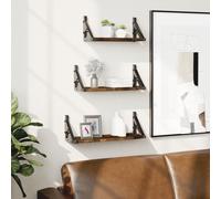vidaXL Estantes de pared 3 pzas madera de ingeniería roble ahumado