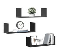 vidaXL Estantes de pared 3 uds madera de ingeniería negro 58x18x18 cm