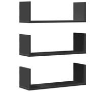 vidaXL Estantes de Pared 3 uds Madera de ingeniería Negro 58x18x18 cm, Estante Flotante, Estante Flotante de Pared, Estante de exhibición de Pared