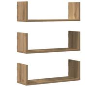 vidaXL Estantería de pared 3 uds Madera roble Artisan 58x18x18 cm