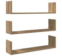 vidaXL Estantes de pared 3 unidades – Aglomerado roble artesanal 80 x 18 x 18 cm