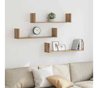 vidaXL Estantes de pared 3 uds madera ingeniería artisian 80x18x18 cm