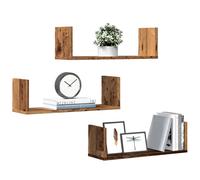 vidaXL Estantes de pared 3 uds madera ingeniería envejecida 58x18x18cm