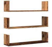 vidaXL Estantes de pared 3 uds madera de ingeniería envejecida 80x18x18 cm