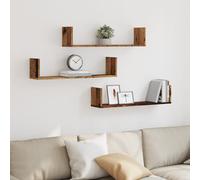 vidaXL Estantes de pared 3 uds madera ingeniería envejecida 80x18x18cm
