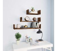 vidaXL Estantes de pared 3 unidades madera contrachapada roble ahumado