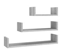 vidaXL Estantes de Pared 3 Unidades Madera de ingeniería Gris Sonoma