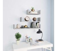 vidaXL Estantes de pared 3 unidades madera de ingeniería gris Sonoma