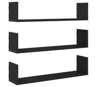 vidaXL Estantes de Pared, 3 Unidades, Roble Negro, 80x18x18 cm,